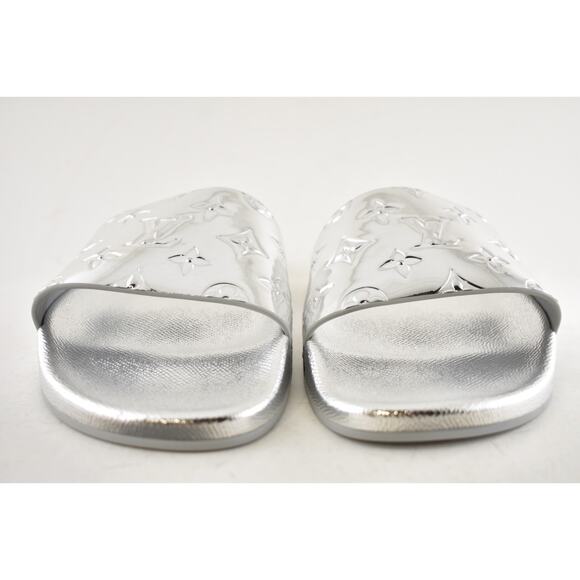Louis Vuitton Waterfront Mule Chrome Mirror Silver LV Slide Sandal UK 9 US 10 11 - Picture 7 of 14